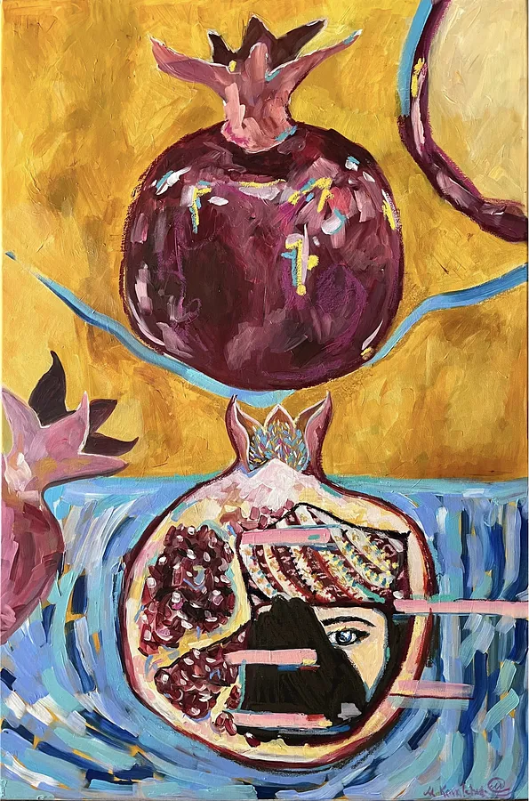 Image of Color of pomegranate by Maryna Kovalchuk, size: 24 W x 35 H, Painting medium, from Jacksonville, priced at $530