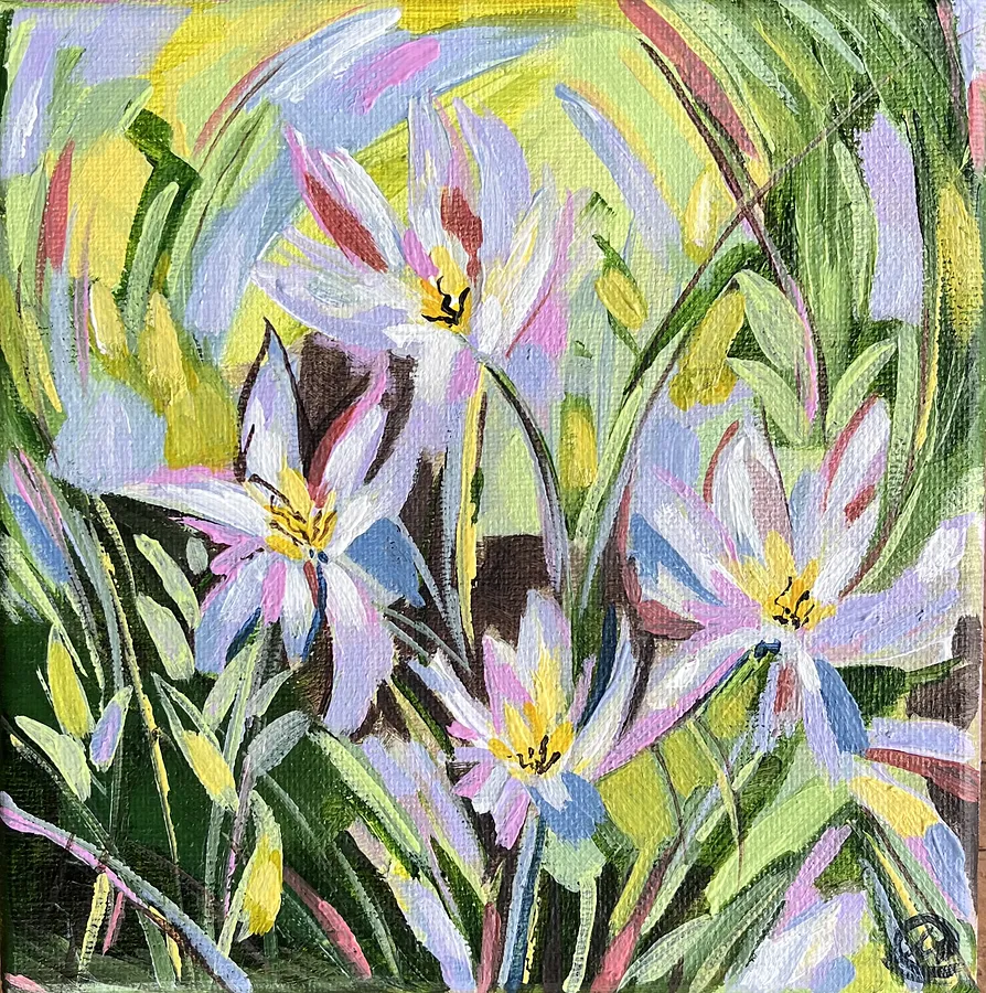 Image of First ones by Maryna Kovalchuk, size: 6 x 6 inches, made of Acrylic, canvas, Painting medium, from Jacksonville, FL, priced at $70