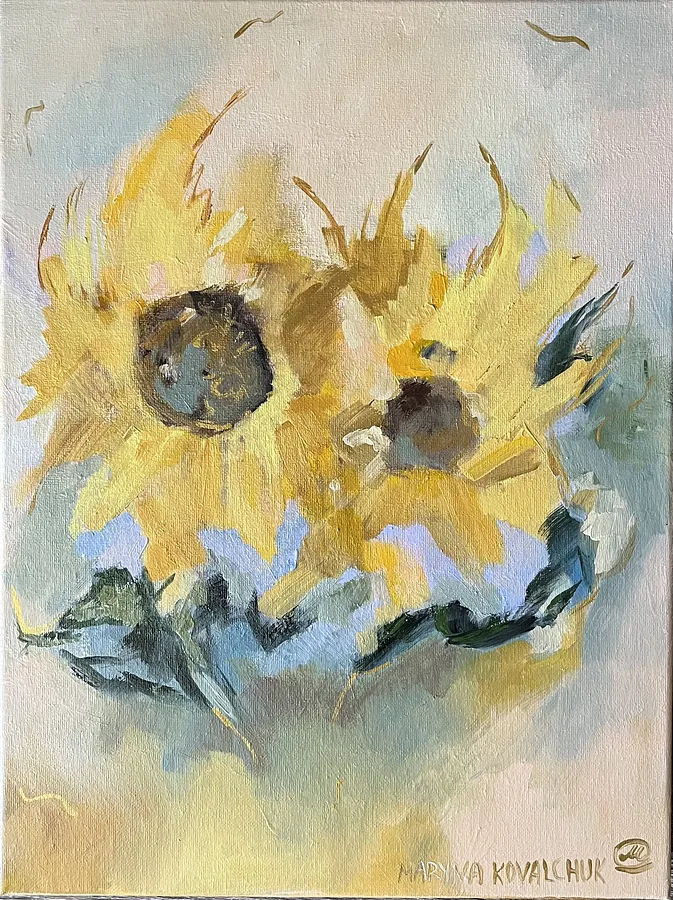 Image of The sunflower #2 by Maryna Kovalchuk, size: 17 x 15 inches, made of Acrylic, canvas , Painting medium, from Jacksonville , priced at $289