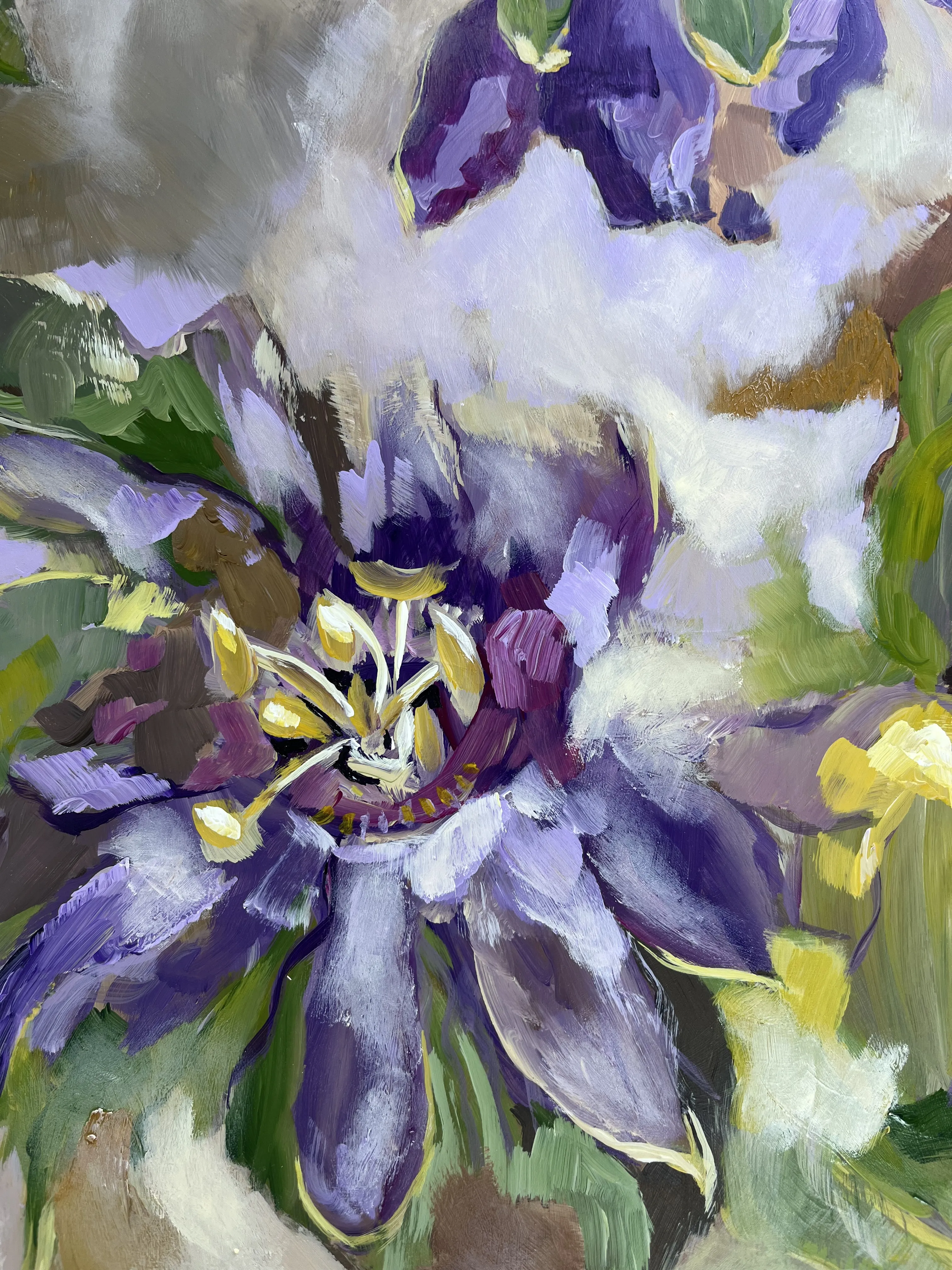 Image of Passion flower by Maryna Kovalchuk, size: 18 x 18 inches, made of Acrylic, wood board, Painting medium, from Jacksonville, priced at $350 Photo 2 of 3.