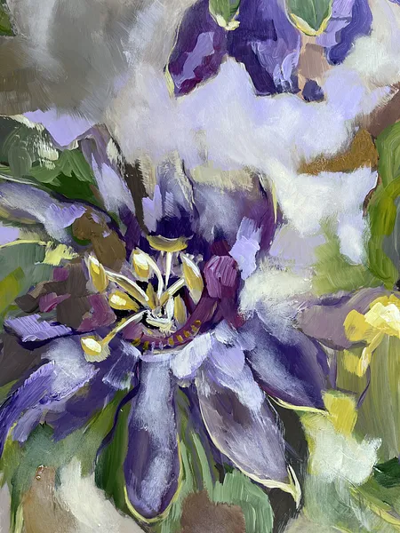 Image of Passion flower by Maryna Kovalchuk, size: 18 x 18 inches, made of Acrylic, wood board, Painting medium, from Jacksonville, priced at $350 Photo 2 of 3.