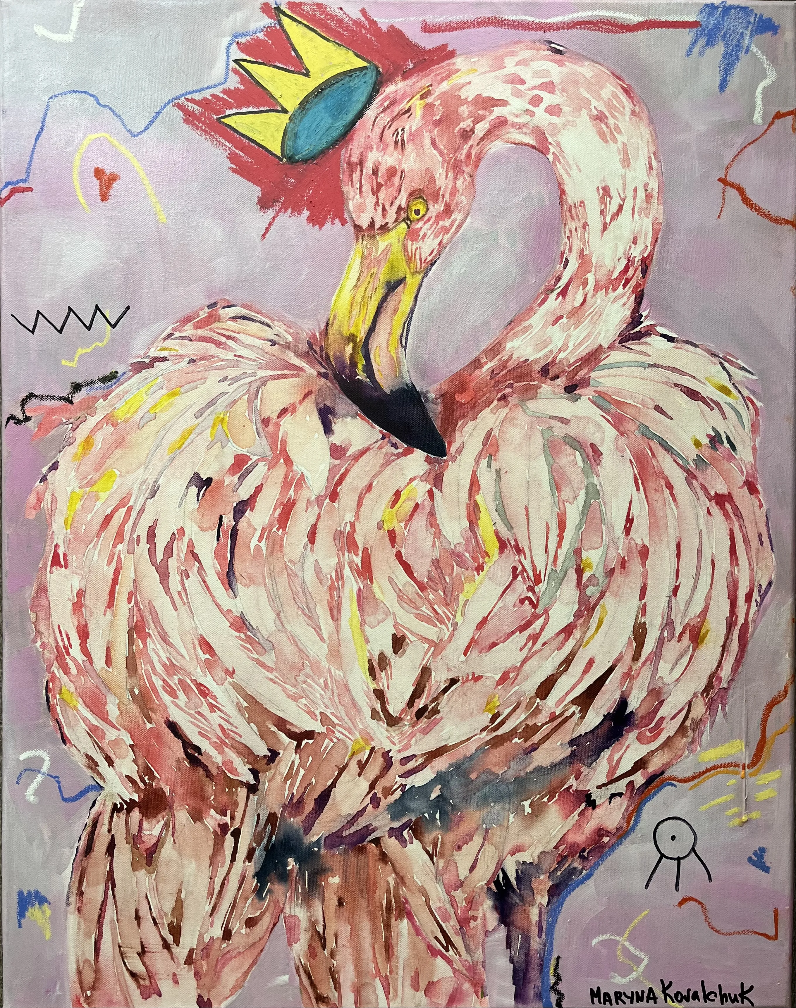 Image of Princess of Miami by Maryna Kovalchuk, size: 28 x 22 inches, made of Watercolor, acrylic, pastel, canvas, Painting medium, from Jacksonville, FL Photo 1 of 2.