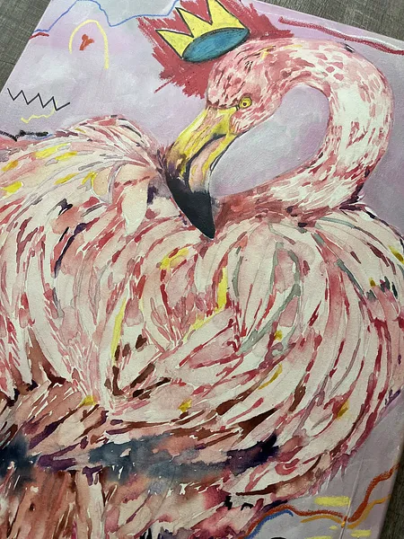 Image of Princess of Miami by Maryna Kovalchuk, size: 28 x 22 inches, made of Watercolor, acrylic, pastel, canvas, Painting medium, from Jacksonville, FL Photo 2 of 2.
